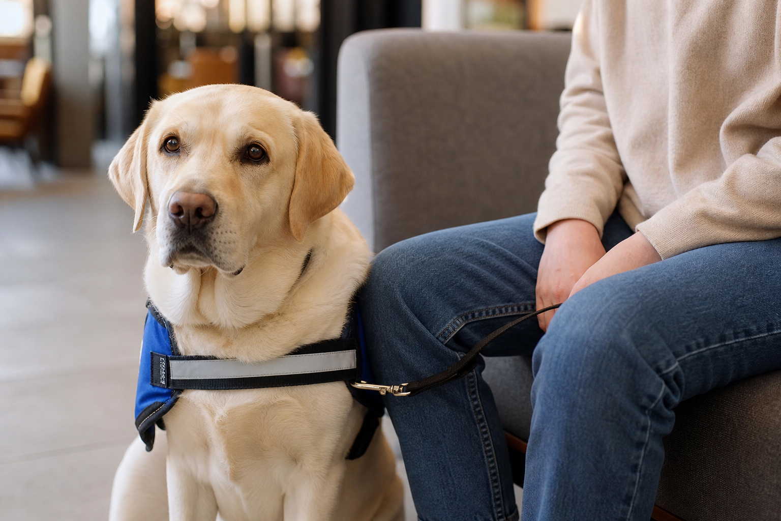 Service dog in vest with handler